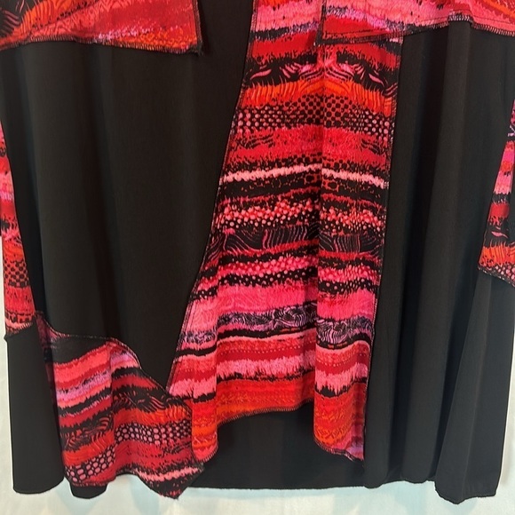 Kate & Mallory Women's oversized red black patchwork tunic artsy blouse size L - Picture 3 of 11